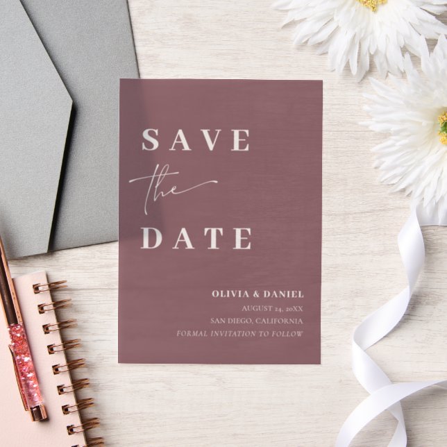 Dusty Lila Minimalistisch Elegant Save the Date (Hochzeit)