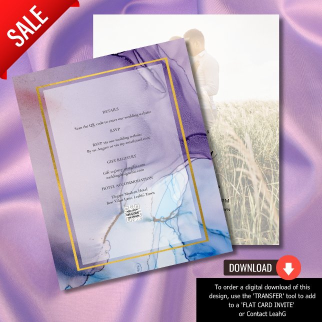 Dusty Lila Navy Blue Gold INK Wedding INVITE (Von Creator hochgeladen)