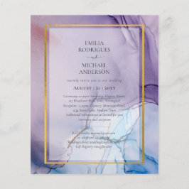 Dusty Lila Navy Blue Gold INK Wedding INVITE Flyer