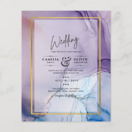 Dusty Lila Navy Blue Gold INK Wedding INVITE Flyer