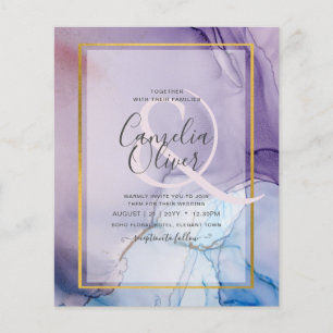 Dusty Lila Navy Blue Gold INK Wedding INVITE Flyer