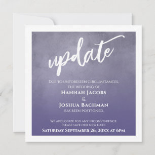 Dusty Lila Ombre Postponed Wedding Update Card Einladung