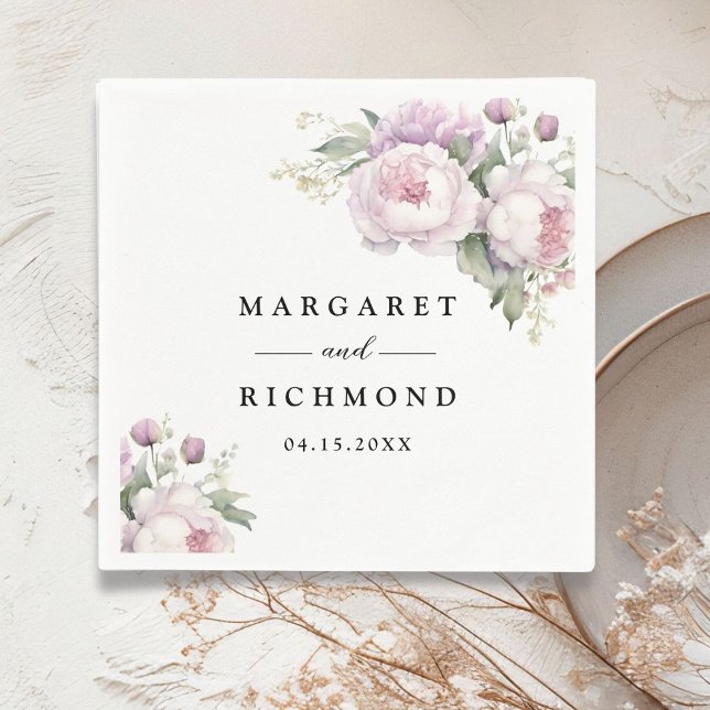 Dusty Lila Peony Elegante Hochzeit der Blumen Serviette (Von Creator hochgeladen)