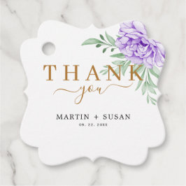 Dusty Lila Peony Rose Grüne Blätter Hochzeit Geschenkanhänger