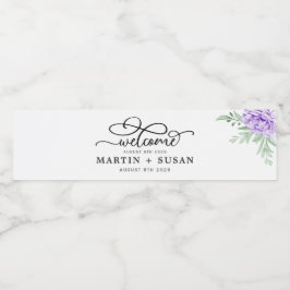 Dusty Lila Peony Rose Grüne Blätter Hochzeit Wasserflaschenetikett