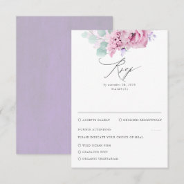 Dusty Lila Pink Floral Wedding RSVP Karte