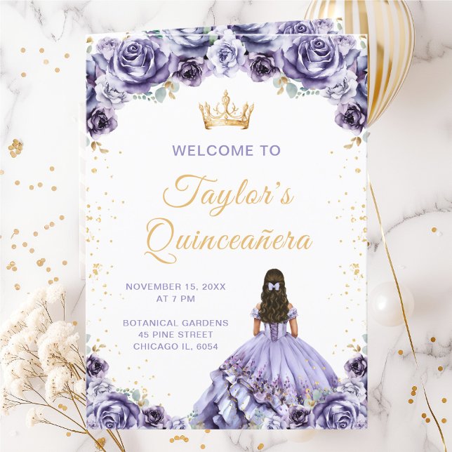 Dusty Lila Princess Floral Quinceañera Programm (Von Creator hochgeladen)