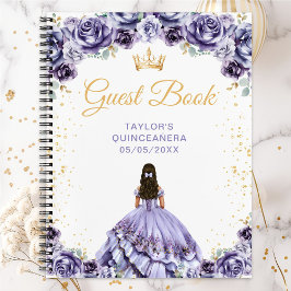 Dusty Lila Princess Quinceañera Gästebuch Notizbuch