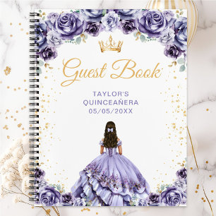 Dusty Lila Princess Quinceañera Gästebuch Notizbuch