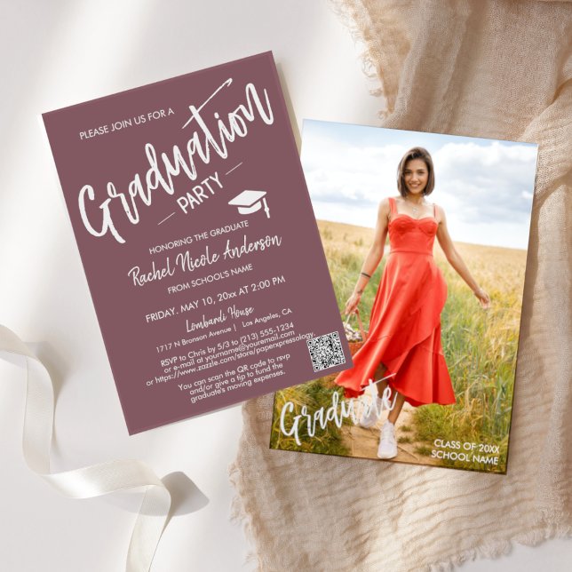 Dusty Lila QR Code Abschluss Einladung (Von Creator hochgeladen)