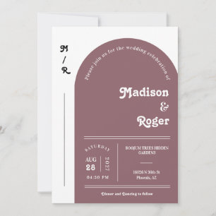 Dusty Lila Retro Arch Foto QR Code UAWG Groovy Einladung