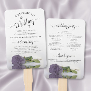 Dusty Lila Rose Elegantes Hochzeitsprogramm Fächer