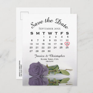 Dusty Lila Rose Hochzeitkalender Save the Date Ankündigungspostkarte