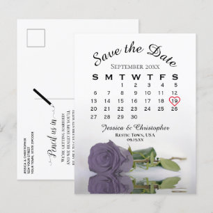 Dusty Lila Rose Hochzeitkalender Save the Date Ankündigungspostkarte