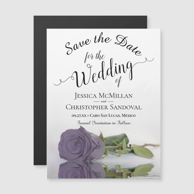 Dusty Lila Rose Wedding Save the Date Magnet (Vorne/Hinten)