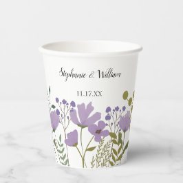 Dusty Lila Spring Floral Wedding Personalisiert Pappbecher