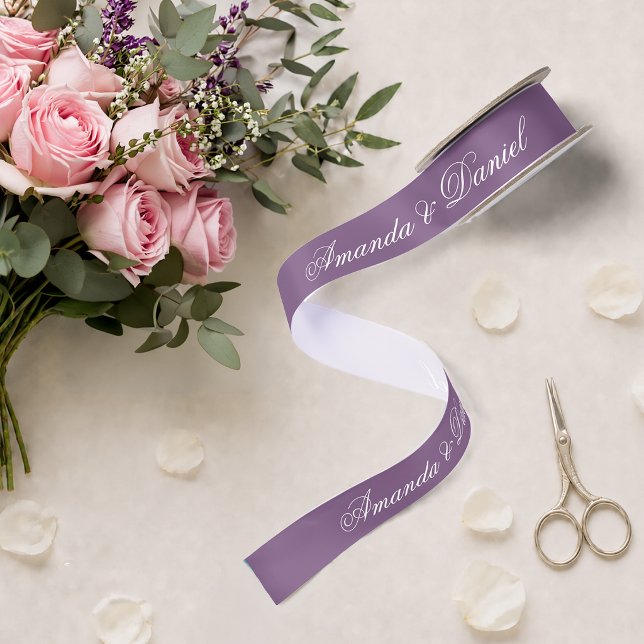 Dusty Lila Wedding Modern Color Simple Script Satinband (Von Creator hochgeladen)