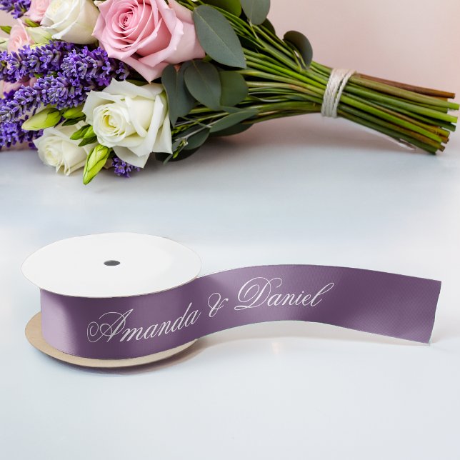 Dusty Lila Wedding Modern Color Simple Script Satinband (Von Creator hochgeladen)
