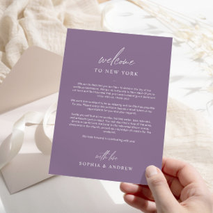 Dusty Lila Welcome Itinerary Dankeschön Card Einladung