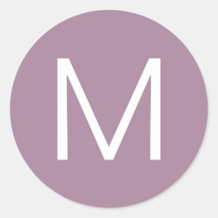 Dusty Lila & White Modern Minimalistic Letter Runder Aufkleber