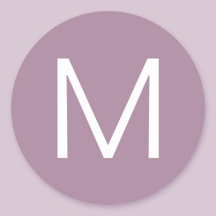 Dusty Lila & White Modern Minimalistic Letter Runder Aufkleber