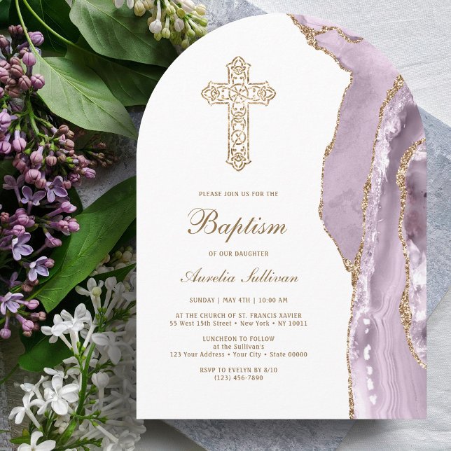 Dusty Lilac Agate Baptism Einladung (Von Creator hochgeladen)