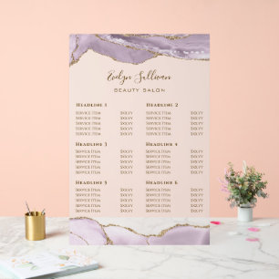 Dusty Lilac Agate Preisliste Acrylschild