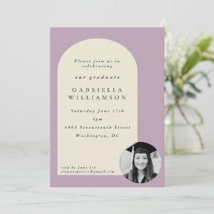 Dusty Lilac Bold Shapes Foto Graduation Party Einladung
