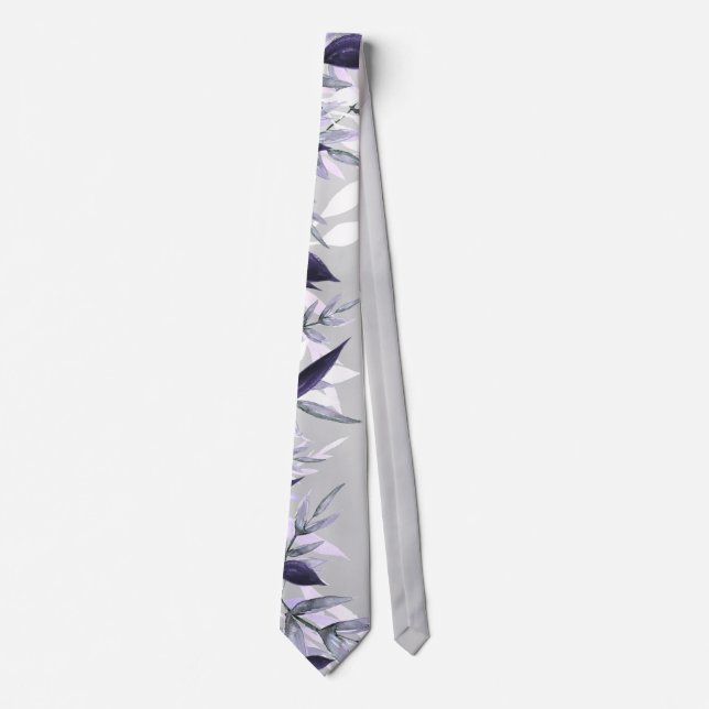 Dusty lilac Botanical Floral Wedding Neck Krawatte (Vorderseite)