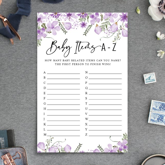 Dusty Lilac Florals Baby Items Baby Showspiel (Von Creator hochgeladen)