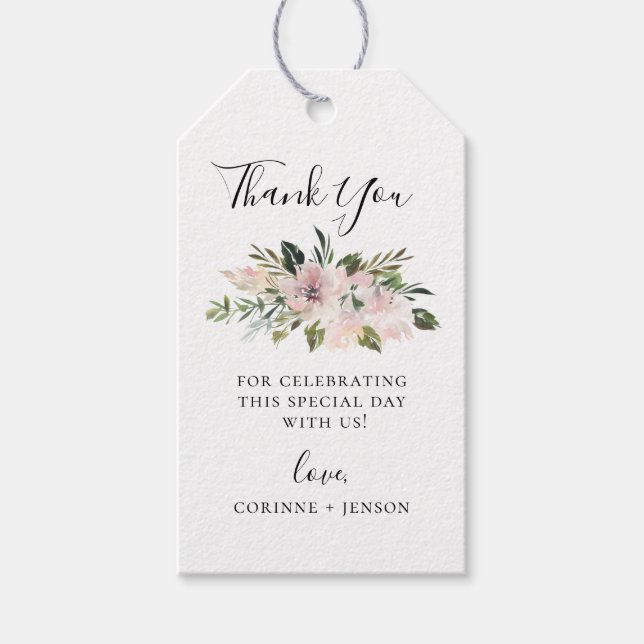 Dusty Mauve Botanical Vielen Dank Geschenkanhänger (Vorderseite)