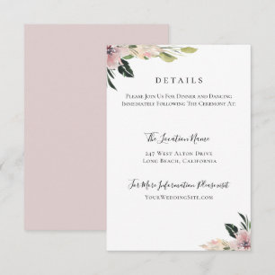 Dusty Mauve Botanical Wedding Details Einladung