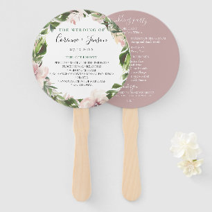 Dusty Mauve Botanical Wedding Program Hand Fans Fächer