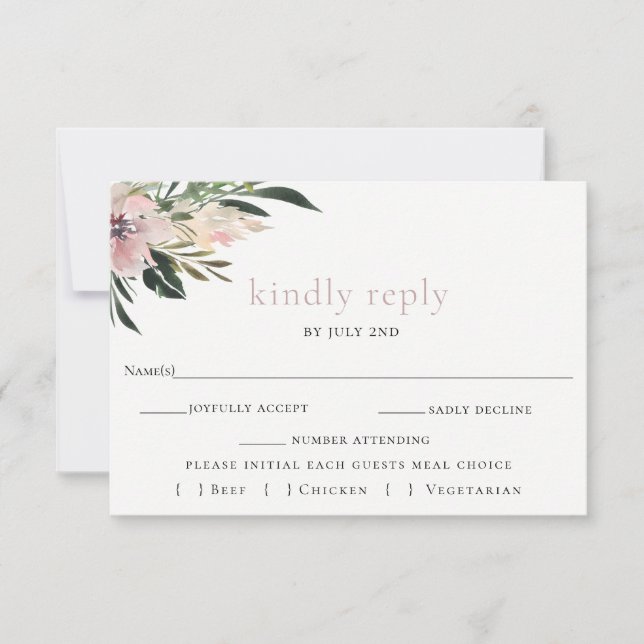 Dusty Mauve Botanical Wedding RSVP Card (Vorderseite)