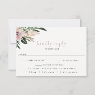 Dusty Mauve Botanical Wedding RSVP Card Karte