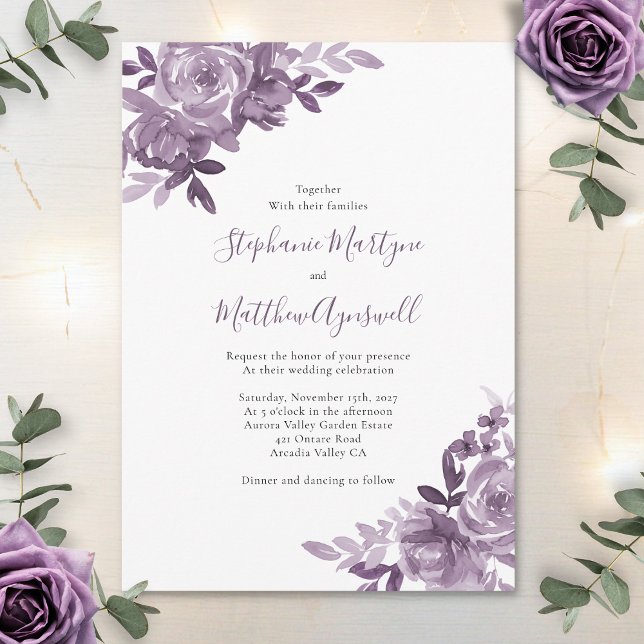 Dusty Mauve Floral Rose Botanische Hochzeit Einladung (Von Creator hochgeladen)