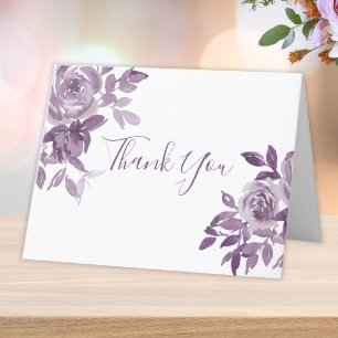 Dusty Mauve Floral Rose Foliage Wedding Dankeskarte