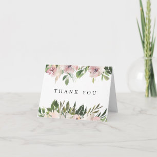 Dusty Mauve Floral Wedding Foto Danke Karte