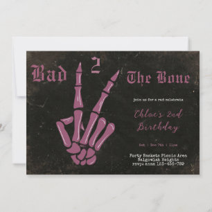 Dusty Mauve Gothic Skelett Geburtstag Halloween Einladung