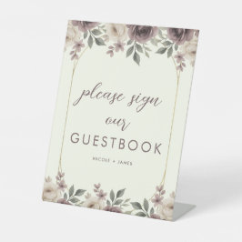 Dusty Mauve & Ivory Bloom Botanical Guestbook Sign Sockelschild