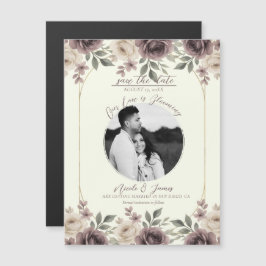 Dusty Mauve & Ivory Bloom Botanical Save the Date Magnetkarte