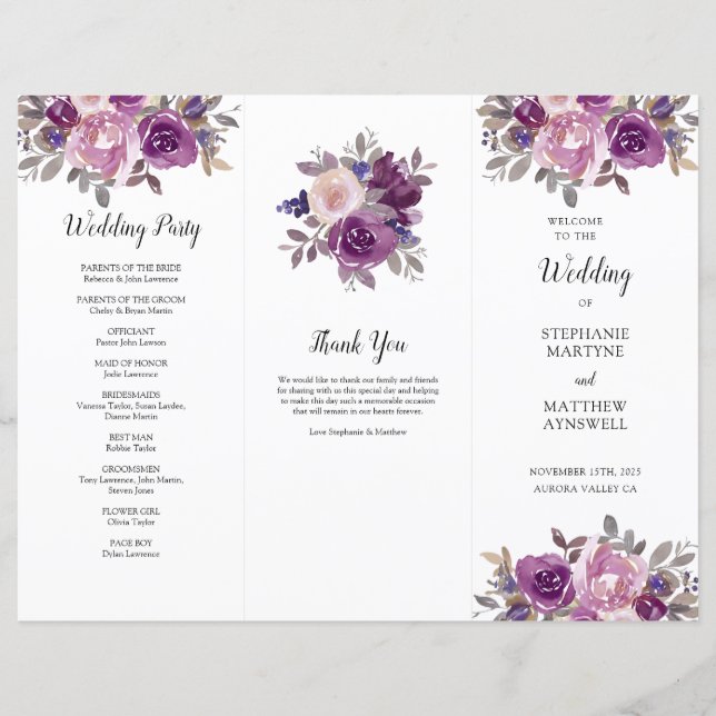 Dusty Mauve Lila Blush Blumenorden (Vorderseite)