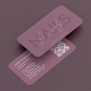 Dusty Mauve Nail Techniker Manicurist Minimal Visitenkarte
