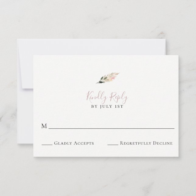 Dusty Mauve Pampas Grass Wedding RSVP Card (Vorderseite)