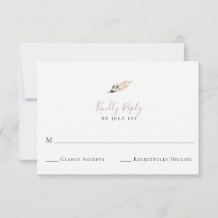 Dusty Mauve Pampas Grass Wedding RSVP Card Karte