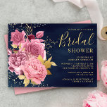 Dusty Mauve Pink Floral Navy Blue Brautparty Einladung<br><div class="desc">Erleben Sie Ihren Gast mit diesem eleganten Einladung mit schönen Blume und Imitaten goldenen Blätter mit moderner Typografie. Fügen Sie einfach Ihre Veranstaltungsdetails zu dieser einfach zu bedienenden Vorlage hinzu,  um sie zu einer einmaligen Einladung zu machen.</div>