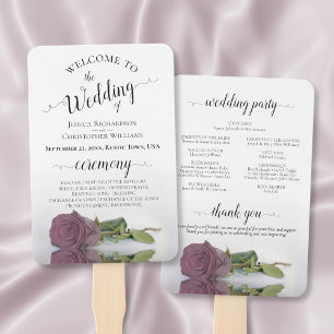 Dusty Mauve Pink Rose Elegant Hochzeitsprogramm Fächer