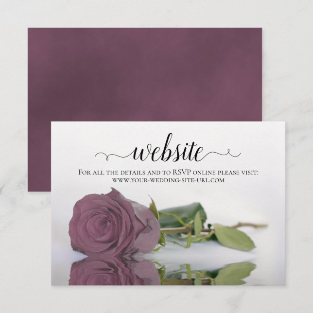 Dusty Mauve Pink Rose Elegant Wedding Website Begleitkarte (Vorne/Hinten)