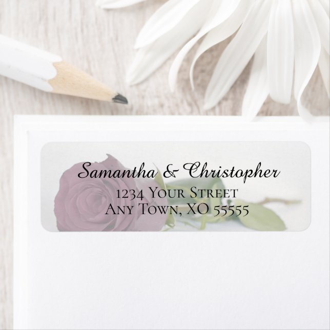 Dusty Mauve Pink Rose Wedding Rücksendeadresse (Insitu)