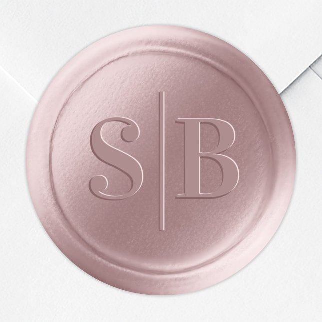 Dusty Mauve Pink Wax Siegel Wedding Monogram Stick Runder Aufkleber (Von Creator hochgeladen)
